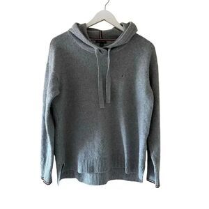 Tommy Hilfiger Knit Hoodie Cotton Elastane Long Sleeves Cozy Sweater SZ M #2249